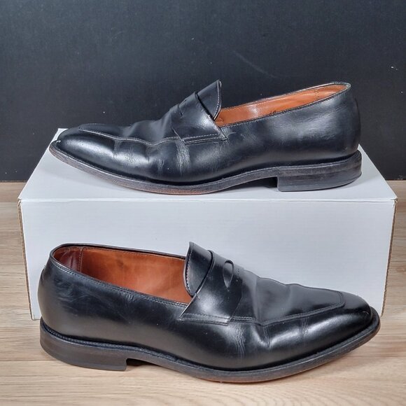 Allen Edmonds Melrose Penny Loafers Mens Size 10 D Black Leather Apron Toe - Picture 1 of 10